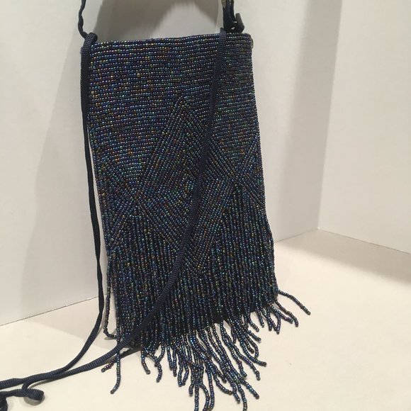 BLUE BEADED PHONE BAG - Picture 9 of 14